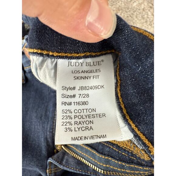 Judy Blue Size 7/28 Skinny Fit Stretch Casual Denim Jeans Pants Blue Button Zip - Picture 10 of 12